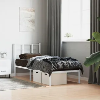 vidaXL Estructura Cama Sin Colch&oacute;n Con Cabecero Metal Blanco 75x190 Cm Vidaxl