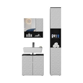 Vicco Conjunto De Muebles De Ba&ntilde;o Edge, Negro, 3 Partes, Con Mueble Alto