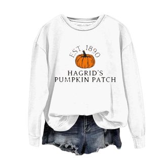 Generic Prime Deals of The Day Black of Friday Halloween Sweatshirt for Women Halloween Pumpkin Ladies Fashionable Casual Hoodless Sweatshirt Oversized Sweats