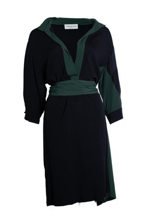 Dries Van Noten Dries van Noten, black and green wrap dress