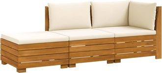 vidaXL 3 Uds. Conjunto De Sof&aacute;s De Exterior Madera De Acacia S&oacute;lida Vidaxl