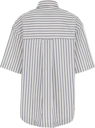 Ami Womens Shirt White Striped Cotton Blouses