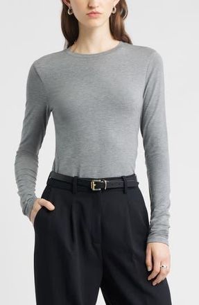 Nordstrom Long Sleeve Crewneck T-Shirt in Grey Dark Heather at Nordstrom Rack, Size Xx-Small