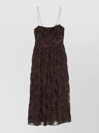Rotate midi dress featuring 3d flower texture