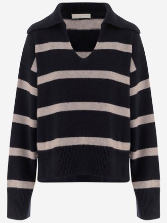 Allude Allude Wool And Cashmere Striped Sweater
