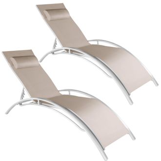 TecTake Sun Lounger Set Of 2 Alina in Beige | Size: 2 Seater