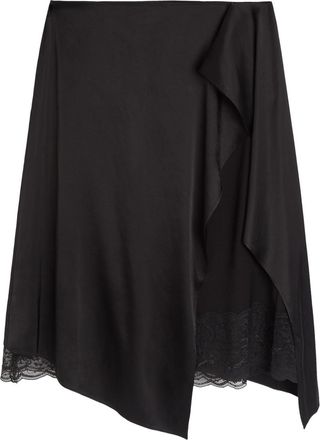 Acne Studios Layered Asymmetric Satin Midi Skirt - Black - 40 (UK12 / M)
