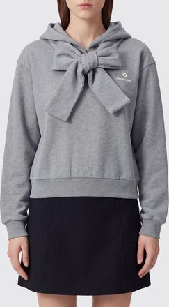 Shushu/Tong Felpa con cappuccio in cotone con logo a contrasto e spalle scese