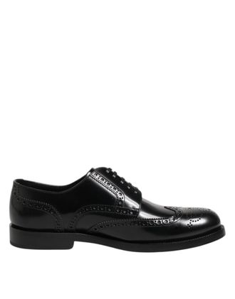 Dolce & Gabbana Black Leather Derby Wingtip Formal Mens Shoes