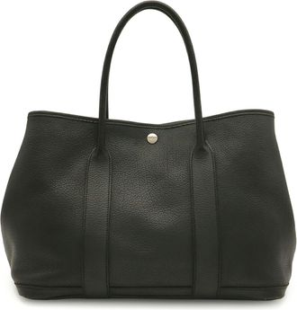 Herm&egrave;s Garden Black Negonda Leather Handbag Tote Bag (Pre-Owned)