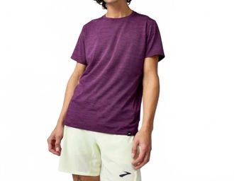 Brooks Luxe Short Sleeve Tee In Htr Burgundy Blaze