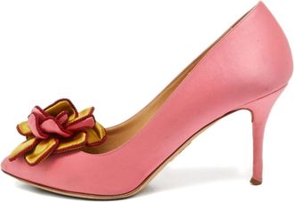 Charlotte Olympia 85mm flower-embellished heeled pumps - Pink