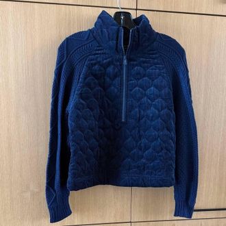 Current Air Womens Half Zip Pull Over Knit Sweater In Navy Blue