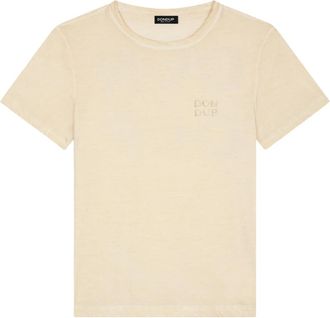 Dondup T-shirt met ronde hals en logoprint - Heren - T-shirts - Beige - 2XL - Tops