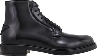 Prada Black Calfskin Lace-Up Mens Boots
