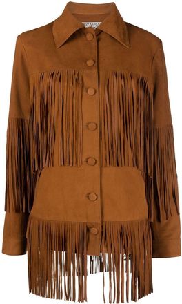DanCassab Rimon fringed leather jacket - women - Acetate/Suede - M - Brown