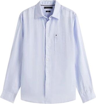 Tommy Hilfiger Camicia regular fit in puro lino - Heren - Casual Overhemden - Blauw - L - Linnen - Overhemden