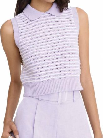 Matthew Bruch Striped Mesh Collard Tank In Lavender
