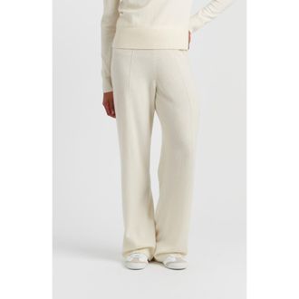 Chinti and Parker Wool Cashmere Wide Leg Track Pants in Cream at Nordstrom, Size Large