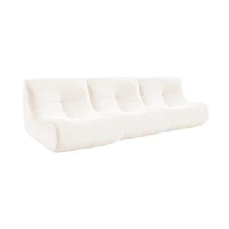 Sweeek Sof&aacute; envasado al vac&iacute;o modular de pana, 3 plazas, crema
