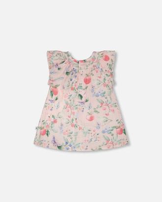 Deux par Deux Cotton Muslin Dress and Bloomer Printed Berries Set in Pink Printed Berries at Nordstrom, Size 24M