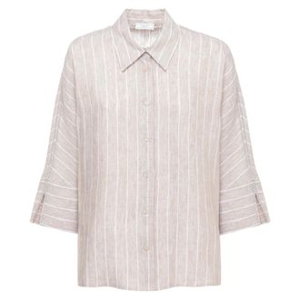 PESERICO Peserico, Shirts, female, Beige, Size: L Striped Buttoned Shirt