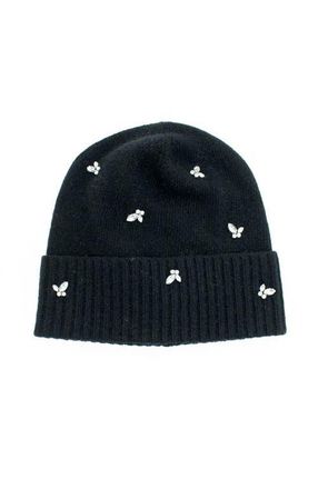 Portolano Cashmere beanie with stones in Black at Nordstrom