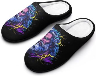 Generic Zeus Greek God with Thunder Mens Slipper Slip On Winter Warm House Slippers Shoes Indoor Outdoor