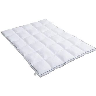 Vente-Unique Topper antiacaro 2pz 160x200cm Satin 120 fili/cm2 imbot. 1000 g/m2 Bianco profilo Blu - PRESTIGIA di Palacio