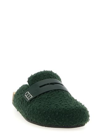 J.W.Anderson Textured Felt Loafer Mule - Green