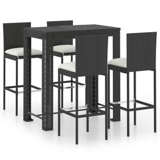 Berkfield Home 5 Piece Garden Bar Set with Cushions Poly Rattan Black