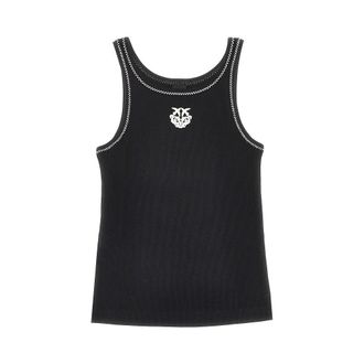 Pinko Love Birds embroidery ribbed tank top Woman XS