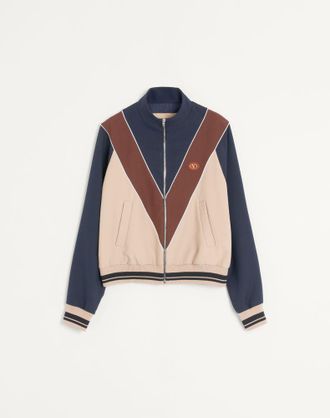 Valentino Nylon Sweatshirt With Zip And VLogo Patch