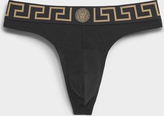 Versace Mens Gold signature logo thong Cotton