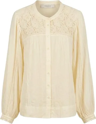 Emma & Gaia Overhemden, Dames, Beige, L, Blouse