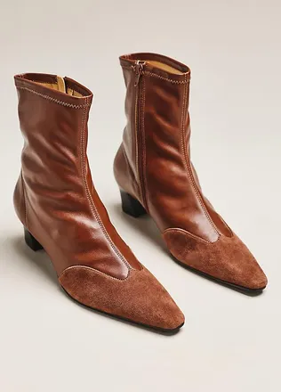 Maeve Cap-Toe Stretch Ankle Boots