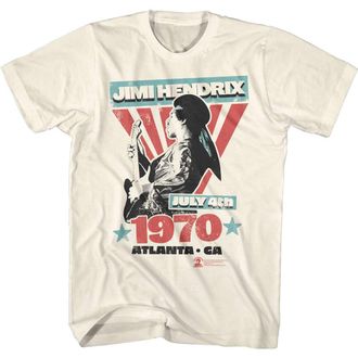 American Classics Jimi Hendrix Musician July 4th 1970 Atlanta Georgia Concert Vintage Distressed Look Adult Short Sleeve T-Shirt - Off-white - Large