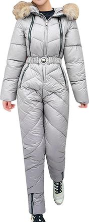 Generic Womens One-Piece Ski Suit Jumpsuit Womens Winter Warm Ski Suit Ladies One Piece Softshell Coat Hooded + Sports Pants Windproof Playsuit Waterproof Lon