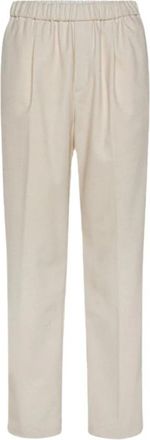 Forte_Forte Wollhose - Dames - Straight fit broeken - Beige - S - Wol - Broeken