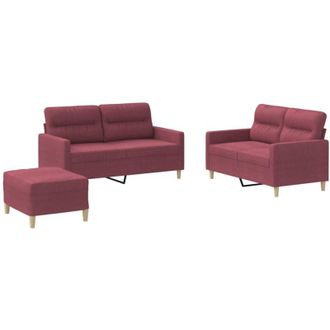 vidaXL Vidaxl - Juego De Sof&aacute;s Con Cojines 3 Piezas Tela Rojo Tinto