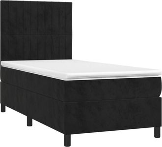 vidaXL Cama Box Spring Colch&oacute;n Y Led Terciopelo Negro 80x200 Cm Vidaxl