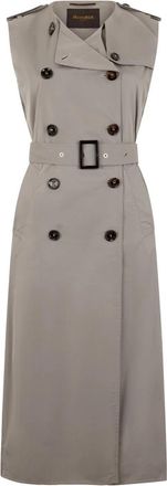 Moorer Elegante Lange Jurk - Dames - Trenchcoats - Grijs - M - Polyester - Jassen