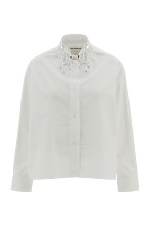 Des_Phemmes White Crystal-Embellished Cotton Shirt