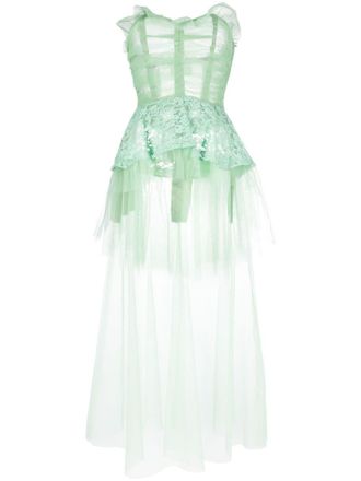 Maison Margiela tulle corset dress - women - Polyamide/Viscose - 36 - Green