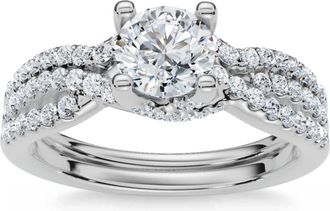 Pompeii3 1ct Infinity Diamond Engagement Wedding Ring Set 14K White Gold Size Selectable