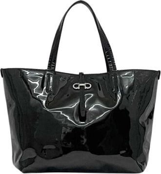 Ferragamo Pre-owned Tote Bags, female, Black, Size: ONE SIZE Pre-owned Leather Shoulder Bag