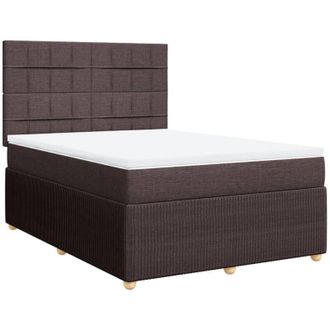 vidaXL Vidaxl - Cama Box Spring Con Colch&oacute;n Tela Marr&oacute;n Oscuro 140x200 Cm