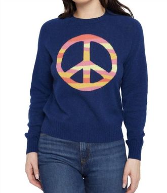 27 Miles Malibu Panda Intarsia Peace Sweater In Navy