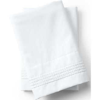 Lands End Supima Cotton No Iron Sateen Embroidered Pillowcases - 400 thread count in White Dots at Nordstrom, Size Standard