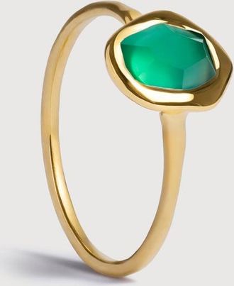 Monica Vinader Gold Odyssey Gemstone Ring Green Onyx
